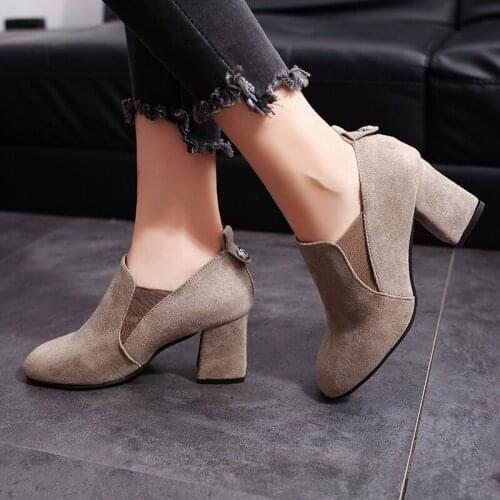 Spring Autumn Womens Boots Light mouth suede high heel designer women shoes Mature generous temperament office shopping U22-11