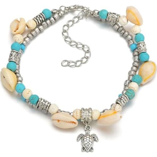 Vintage Shell Beads Starfish Sea Turtle Anklets For Women New Multi Layer Anklet Leg Bracelet Handmade Bohemian bijoux Jewelry