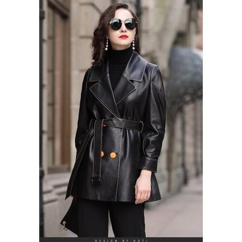 2021 Autumn and Winter Fashion Slim Fit Sheepskin Fur Coat Medium Length Down Jacket Leather Fur Coat Women