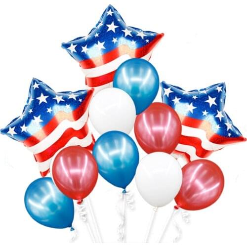 1set Latex Balloon USA Patriot American flag Star Balls independence Day Party supplies toy Birthday Party Decoration Air Globo