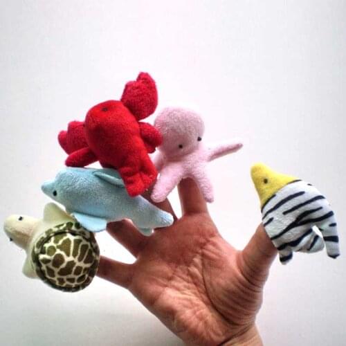 10pcs/ Set Cute Sea Animals Plush Hand Finger Puppets Toys Birthday Christmas Gifts for Children Kids LBV