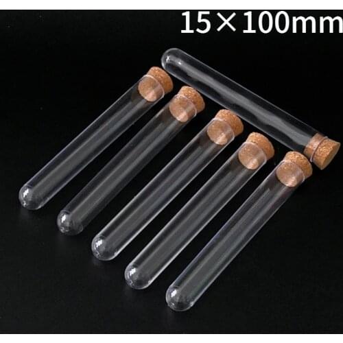 100pcs/lot 15x100mm lab plastic test tube with cork, DIA15mm PC material labware