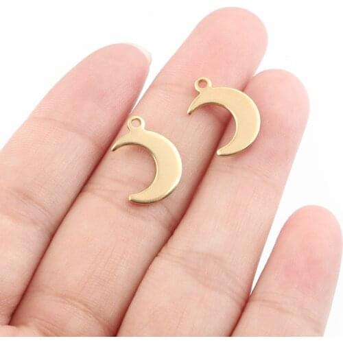 10pcs Gold Color Charms Moon Mini Pendant Fashion Stainless Steel Jewelry DIY Bracelet Necklace Earring Jewelry Making Findings