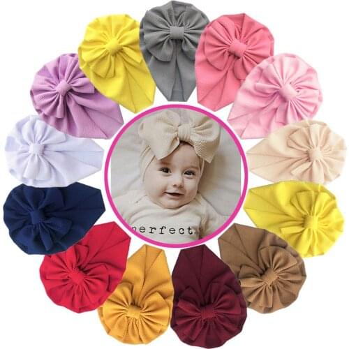 2020 Corn Kernels Big Bows Hedging Cap Newborn Infant Toddler Tire Cap Turban Baby Girls Beanie Hat Hair Accessories
