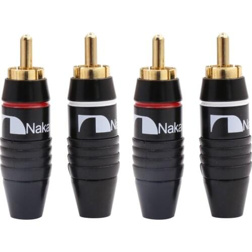 4pcs Nakamichi RCA Plug Audio Cable Male Connector 24K Gold Plated
