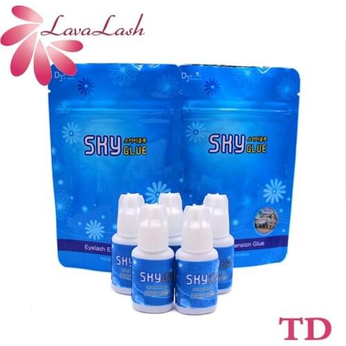 5 Bottles SKY Glue Eyelash Extensions TD Original White Cap Beauty Shop Makeup Tool Korea Lasting Sealed Bag 5ml Low Stimulation