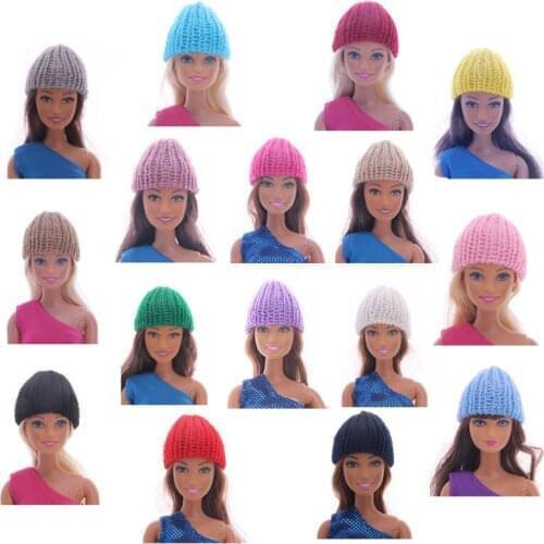 5 Pcs /Set Randomly Doll Hat Knit Cute Cap Fashion Daily Headwear For Barbie Doll Accessories Gift Baby DIY Toys