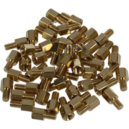 50 Pcs Brass Screw PCB Standoffs Hexagonal Spacers M3 Male x M3 Female 5mm
