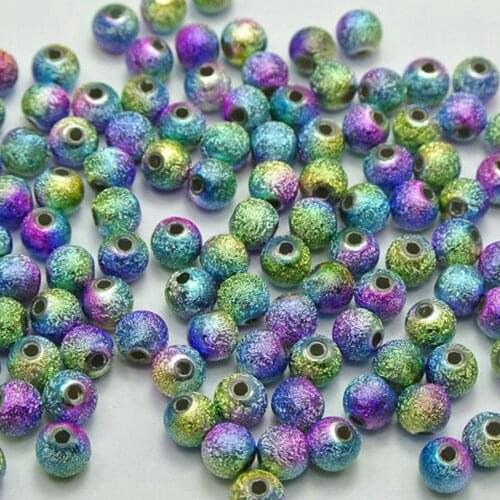 500 Peacock Multi-Color Glitter Acrylic Round Beads 6mm(1/4") Spacer Finding