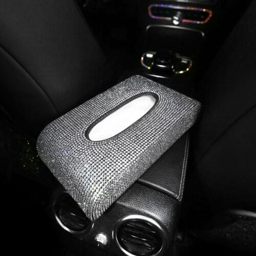 Car Tissue Box Rhinestone Diamond Auto Tissue Holder Block-type Tissue Box Car Styling Crystal Diamante Bling Cover