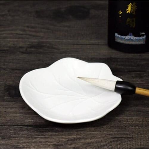 White ceramic lotus leaf palette bone china acrylic paint dish watercolor gouache paint dish palette art supplies