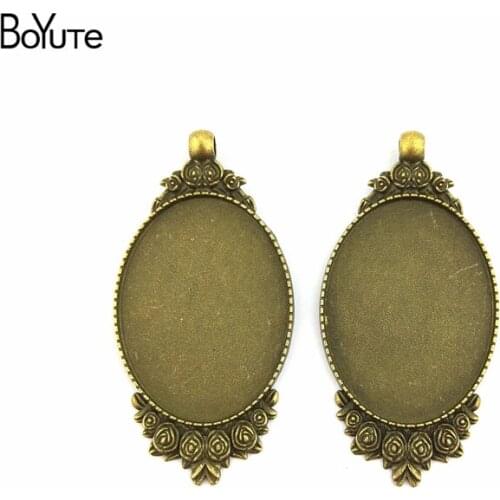 BoYuTe (20 Pieces/Lot) 40*30MM Cabochon Base 3 Colors Zinc Alloy Materials Vintage Tray Pendant for Jewelry Accessories