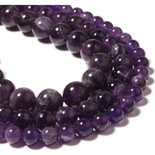 1 Strand 4 6 8 10 12mm Round Purple Amethysts Crystals Beads Loose Spacer Beads For Jewelry Making DIY Bracelet Necklace
