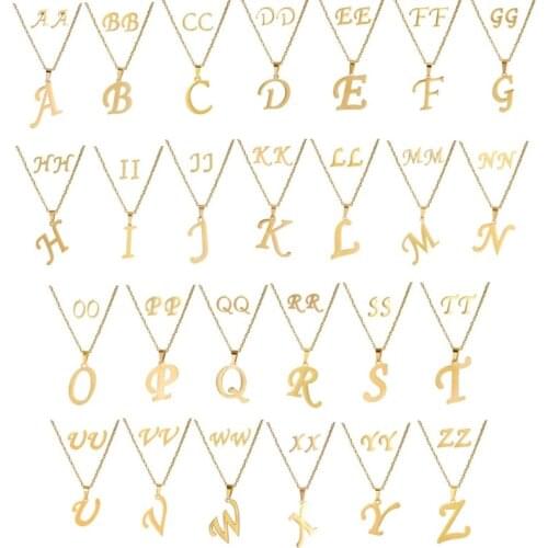 Initial Letter Pendant Necklace for Women Customizable Golden A to Z Alphabet Monogram Earring for Girls