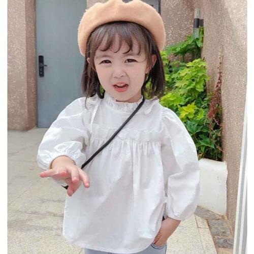 Girls Babys Kids Blouse Jacket Outwear 2021 White Spring Autumn Top Cardigan Ruffles Rural Cotton Princess Childrens Clothing