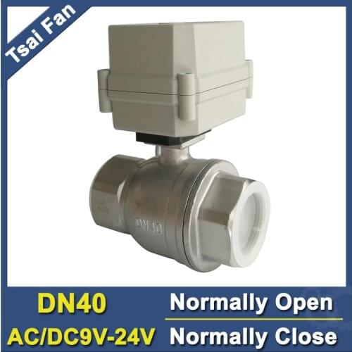 AC/DC9V-24V 2/5Wires Electric Water Valve 2-Way Stainless Steel Full Port BSP or NPT 11/2'' DN40 Normally Closed Motorized Valve