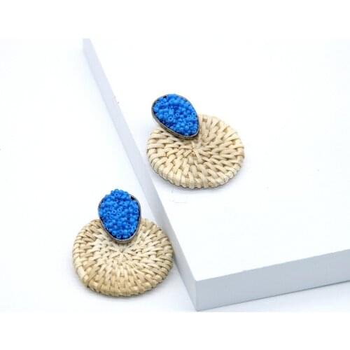 Europe America hot women Jewelery, Hemp Hand-knitted Rattan mat weaving accessories drop earrings, 2pairs per lot can mix color