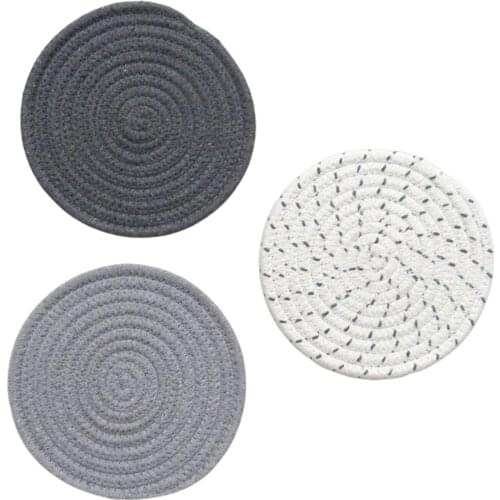 Hot Mats Coaster Stylish Coasters Insulation Pads Kitchen Pot Holders Set Blue Pink Thread Gray Purple Cotton Placemat