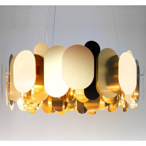 Living Room Luxury Gold Stainless Steel Led G9 Pendant Lights Modern Round Indoor Hanging Lamp Led Luminaria Lamparas Fixtures