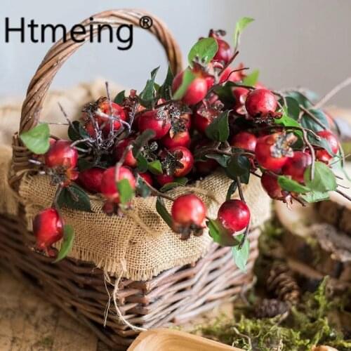 Htmeing Rustic Artificial Berry picks Rose Hip Stem Artificial Flowers For Crown DIY Wedding Accessories