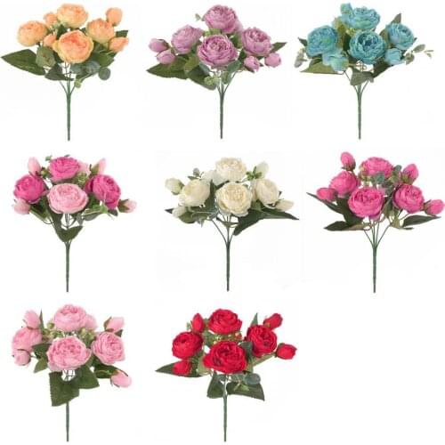 Artificial Flower Vivid Nice-looking Creative Faux Silk Peony Bouquet Home Decoration for Home
