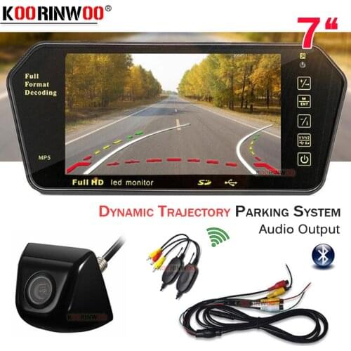 Koorinwoo Intelligent Dynamic Trajectory Car Camera Rear view + 7" Media Monitor Mirror Bluetooth FM MP5 Support USB For Radio