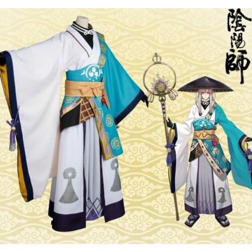 Cos Onmyoji SR God Cosplay Costume Kimono Blue Monk Cos Clothing