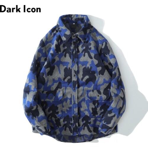 Dark Icon Camouflage Shirt Jacket Men Women Turn-down Collar Vintage Mens Jacket Streetwear Clothing
