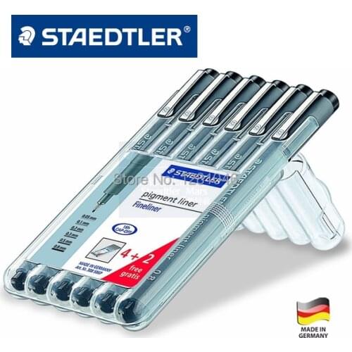 LifeMaster Staedtler 308 SB6P Drawing Pen Pigment Liner 6pcs Set 0.05/0.1/0.2/0.3/0.5/0.8mm School & Office Supplies