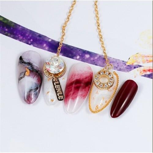 Alloy 3D Nail Art Decoration Metal Chain Golden Nails Shiny Chain Pendants