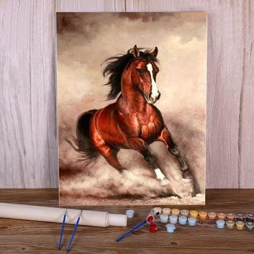 Snow Two Horse Animal Paint By Numbers Package Acrylic Paints 40*50 Boards By Numbers Wall Paintings Crafts Adults Drawing
