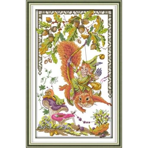Oneroom Squirrels and elves counted Cross Stitch 11CT 14CT Cross Stitch Set Wholesale DIY Cross-stitch Kit Embroidery