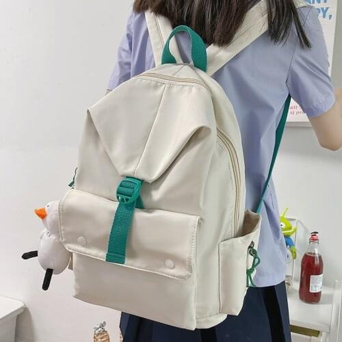 Solid Color Nylon Women Backpack Female Travel Rucksack 2021 New Travelling Schoolbag For Teenage Girl Boy