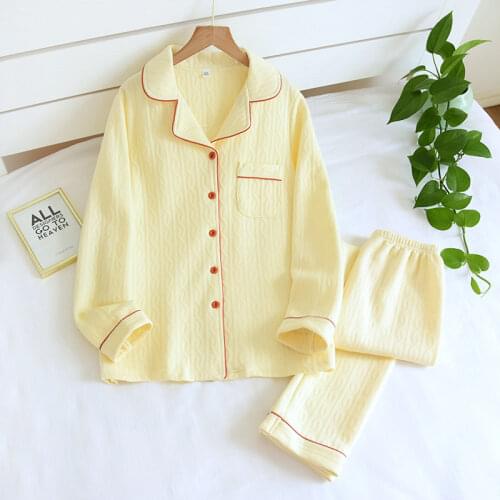 2021 Autumn Winter 100% Cotton Pajamas Women Thick Warm Loungewear Long Sleeve Sleepwear Set Plus Size Loose Mens Home Suit