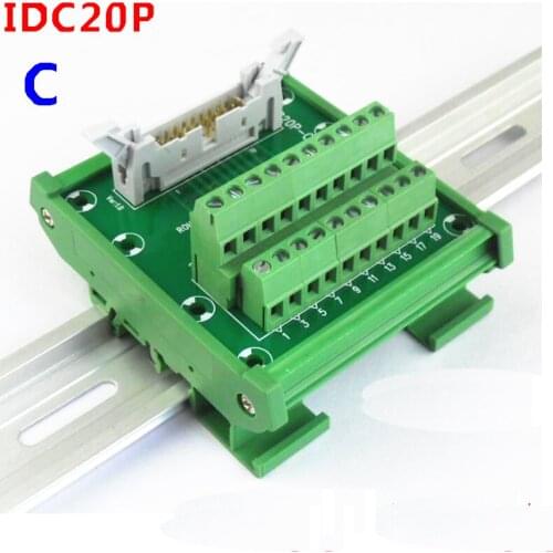 IDC20P male socket to 20P terminal block breakout board adapter PLC Relay terminal station DIN Rail Type