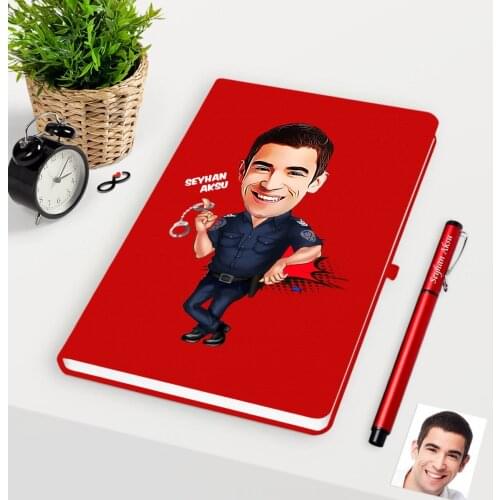 Personalized Mr Polis Caricature Of Red Notebook Pen set-2