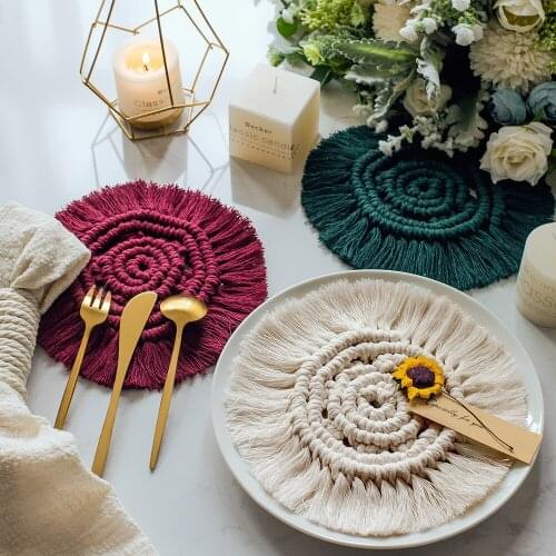 Coaster Placemat Table Mat Placemats Coasters Dining Decor Macrame Boho Hippie Vintage Accessories Wedding Photo Props Aesthetic
