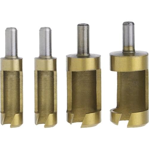 Drop Ship 4Pcs 1/4" Rod Titanium Barrel Plug Drill Cutter Cork Spike Hole Saw Wood Tool