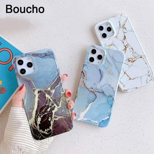 Boucho Luxury Marble granite Soft Silicone Case For iPhone 12Pro 12 mini 11Pro Max 12 Pro XS Max X 7 8 plus SE XR Soft Cover