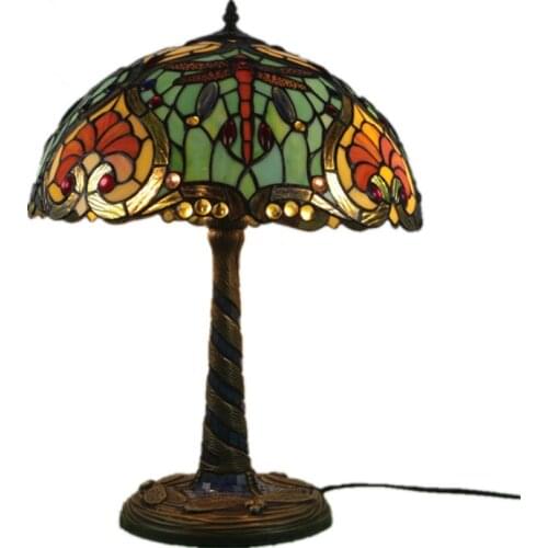 Tiffany Series American Retro Dragonfly/Rose Hotel Bedroom Bedside Study Cafe Classical Table Lamp E27 AC110V 220V