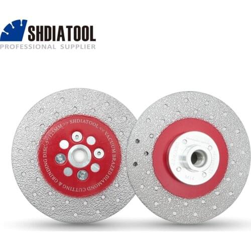 SHDIATOOL 2pcs Premium Quality Diameter 5"/125mm Double Sided Vacuum Brazed Diamond Cutting & Grinding Disc With M14 Thread
