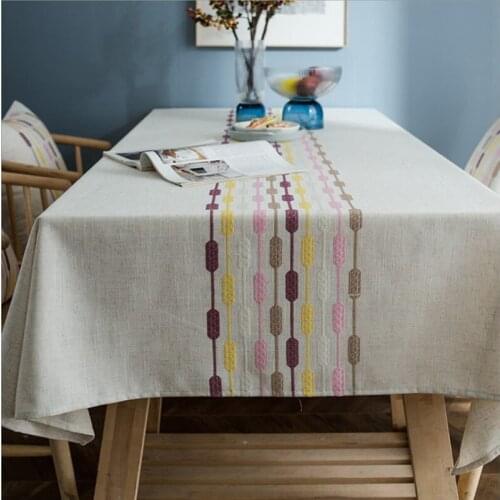 Cotton and linen waterproof geometric water drop table flag embroidered geometric tablecloth rectangular coffee table tablecloth