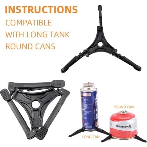 Outdoor Camping Foldable Gas Cartridge Tank Tripod Shelf Stand Stove Base Holder