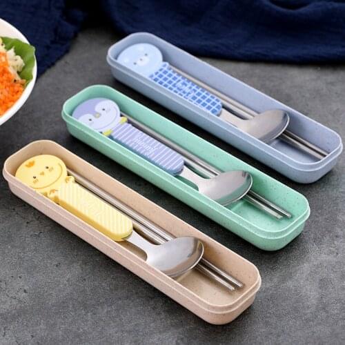 Dinnerware Spoons Chopstick Steel Cutlery Kitchen Set Tableware Kit With Box Dropshipping