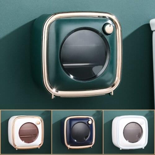 Bathroom Non-perforated Storage Box Toilet Creative TV Shape Tissue Box Waterproof Wall-mounted Wash Towel Storage Rack