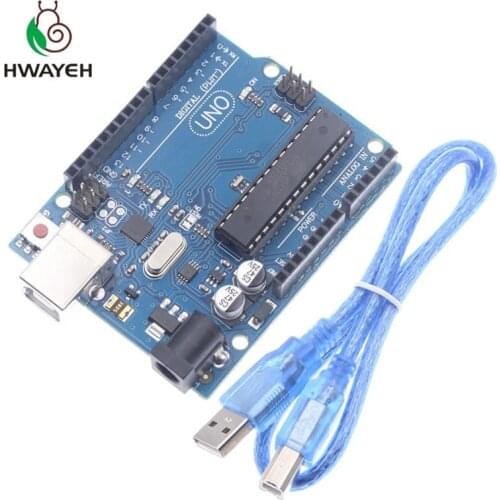 Igh quality One set UNO R3 Official Box ATMEGA16U2+MEGA328P Chip For Arduino UNO R3 Development board + USB CABLE