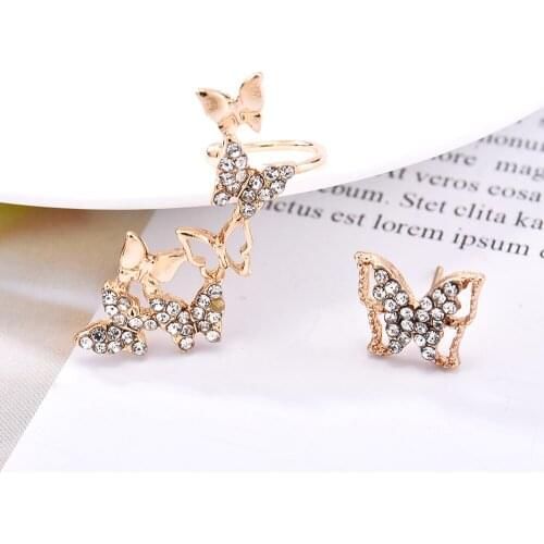 South Koreas Dongdaemun High-end Sense of Super Fairy Forest Asymmetric Hollow Butterfly Stud Earrings Female Net Red Earrings