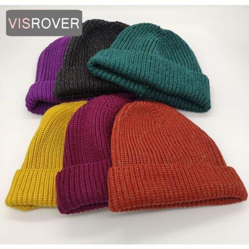 VISROVER 10 Colorways Solid Acrylic Woman Winter Hat With Lurex Autumn Bonnet Soft handfeel Woman Warm Skullies Gift Wholesales