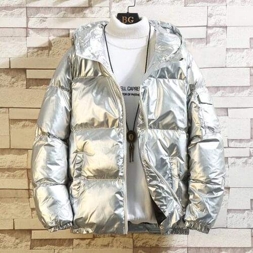 2021 Womens Down Jacket Winter Glossy Silver/Black/Gold/Blue Plus Size Hooded Parka Outwear Down Padded Coats Female