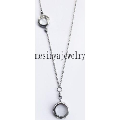 10pcs Detachable Crystal Pendant 316L S.steel 30mm 25mm Magnetic Over The Heart Glass Locket Necklace for Floating Charms